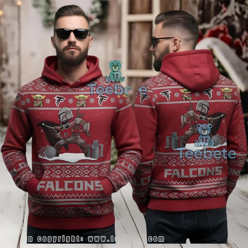 Atlanta Falcons Mandalorian Grogu Christmas Ugly 3D Hoodie Atlanta Falcons Mandalorian Grogu Christmas Ugly 3D Hoodie
