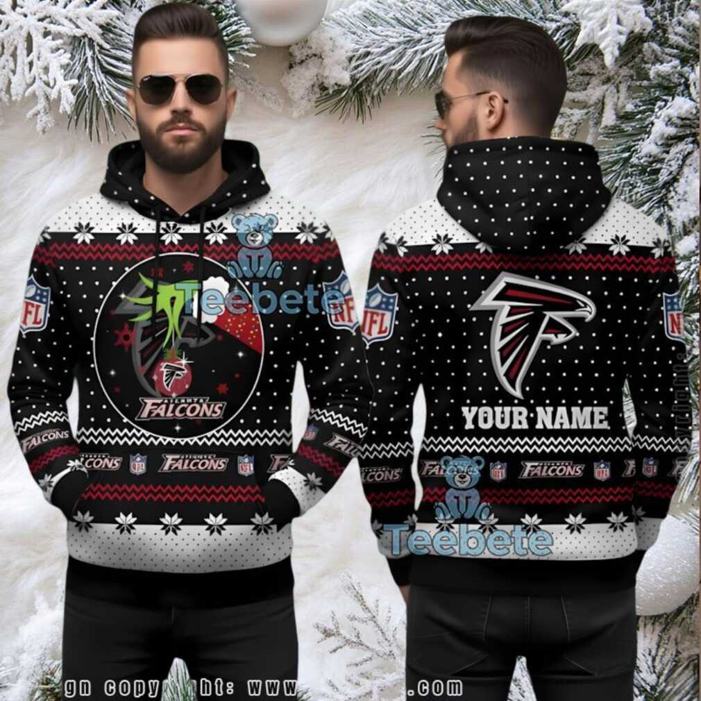 Atlanta Falcons Personalized Grinch Ugly Christmas 3D Hoodie
