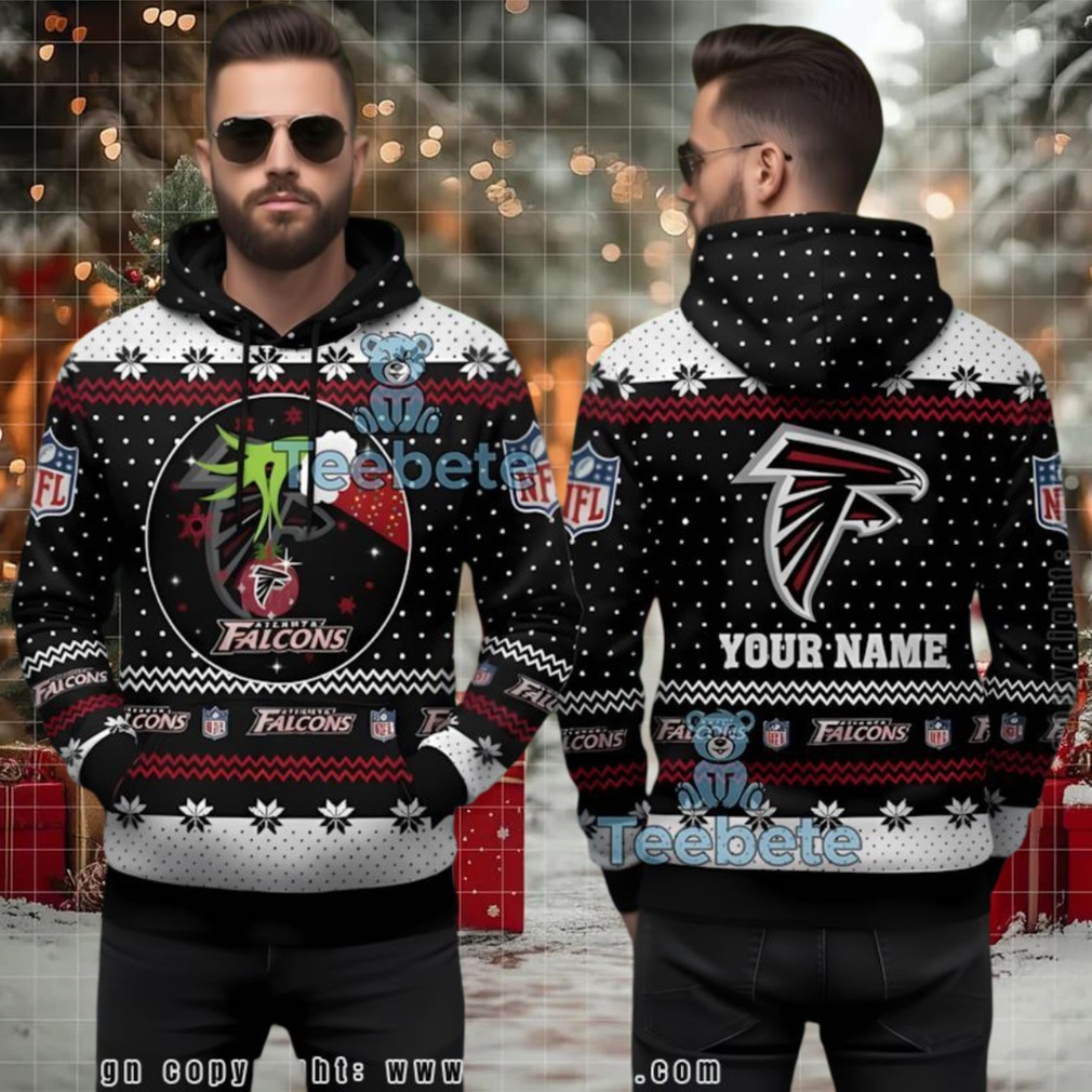 Atlanta Falcons Personalized Grinch Ugly Christmas 3D Hoodie