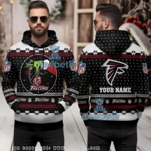 Atlanta Falcons Personalized Grinch Ugly Christmas 3D Hoodie