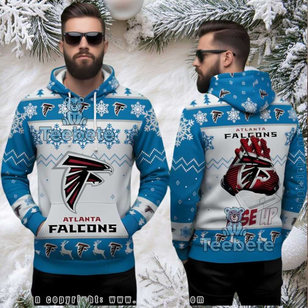 Atlanta Falcons Rise Up Ugly 3D Hoodie Christmas Blue White Atlanta Falcons Rise Up Ugly 3D Hoodie Christmas Blue White