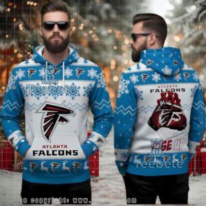 Atlanta Falcons Rise Up Ugly 3D Hoodie Christmas Blue White