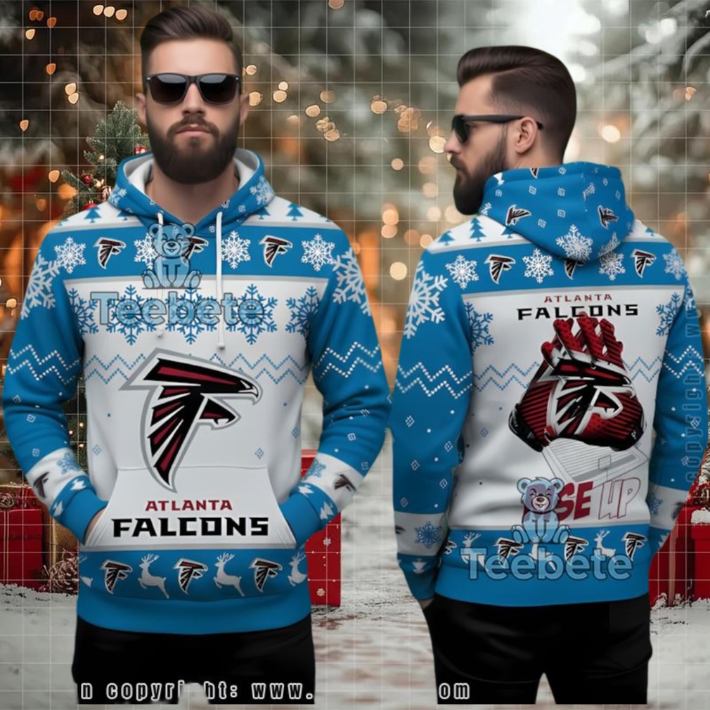 Atlanta Falcons Rise Up Ugly 3D Hoodie Christmas Blue White Atlanta Falcons Rise Up Ugly 3D Hoodie Christmas Blue White