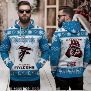 Atlanta Falcons Rise Up Ugly 3D Hoodie Christmas Blue White