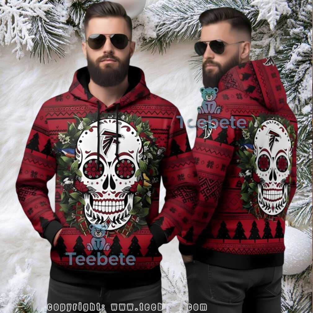 Atlanta Falcons Skull Floral Ugly 3D Hoodie Christmas Atlanta Falcons Skull Floral Ugly 3D Hoodie Christmas