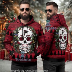 Atlanta Falcons Skull Floral Ugly 3D Hoodie Christmas