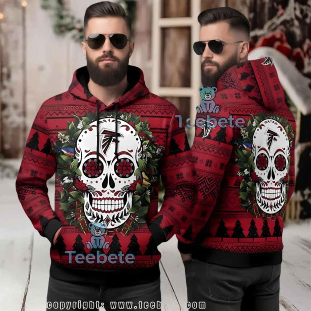 Atlanta Falcons Skull Floral Ugly 3D Hoodie Christmas Atlanta Falcons Skull Floral Ugly 3D Hoodie Christmas
