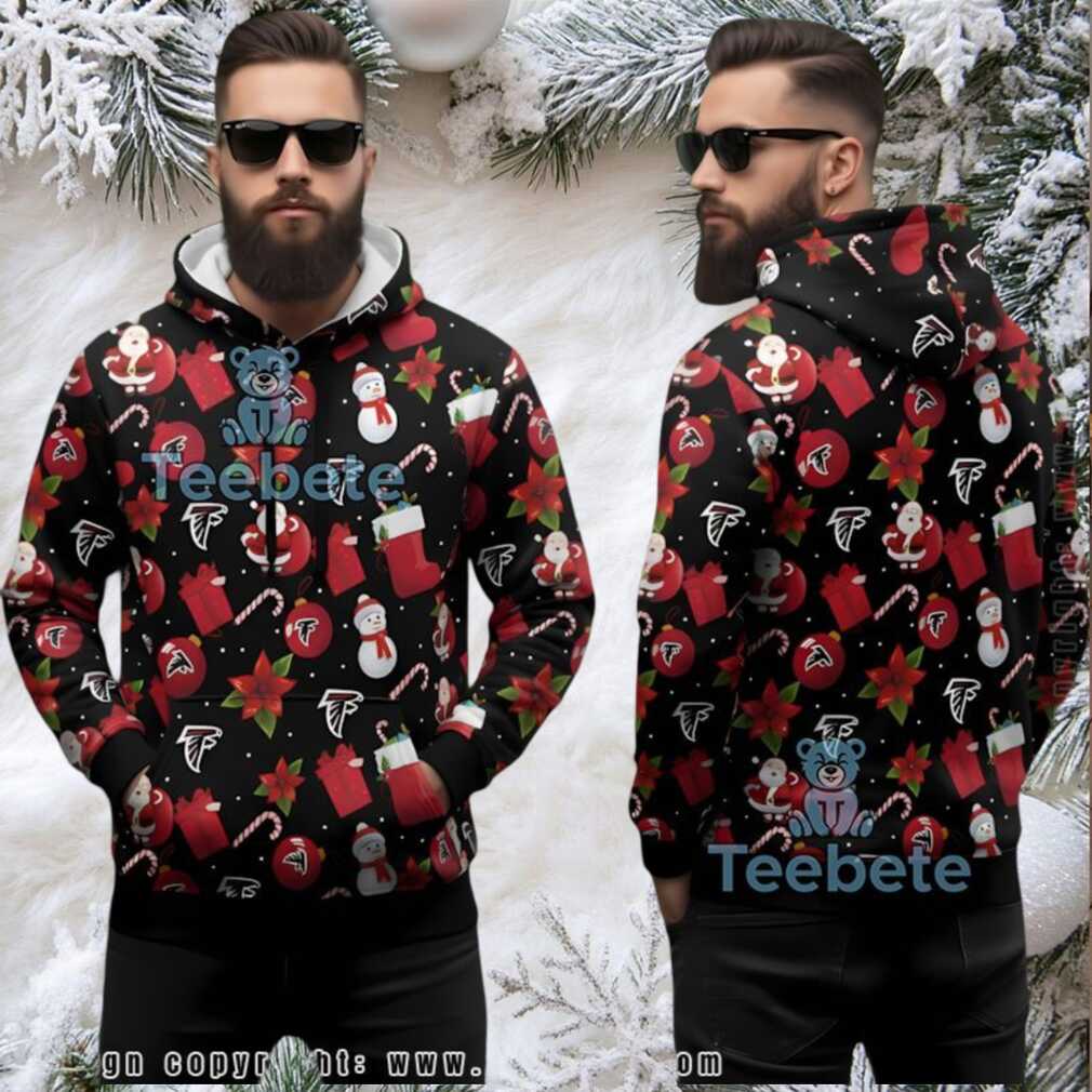 Atlanta Falcons Ugly 3D Hoodie Santa Snowman Pattern