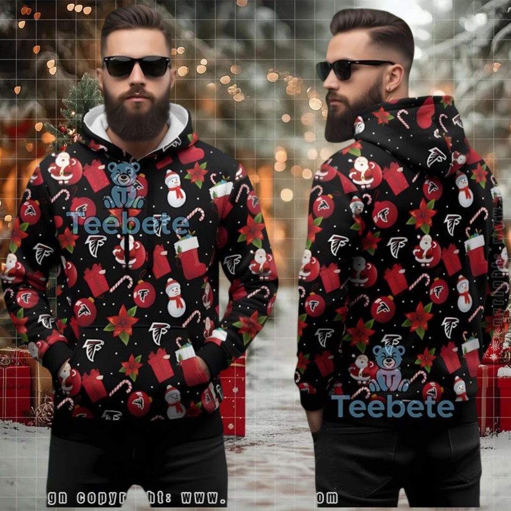 Atlanta Falcons Ugly 3D Hoodie Santa Snowman Pattern