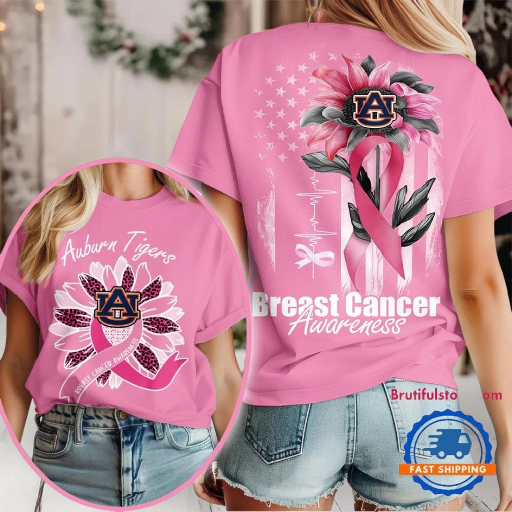 Auburn Tigers 2025 NCAA Breast Cancer Sunflowers Unisex 3D Shirt Auburn Tigers 2025 NCAA Breast Cancer Sunflowers Unisex 3D Shirt