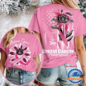 Auburn Tigers 2025 NCAA Breast Cancer Sunflowers Unisex 3D Shirt