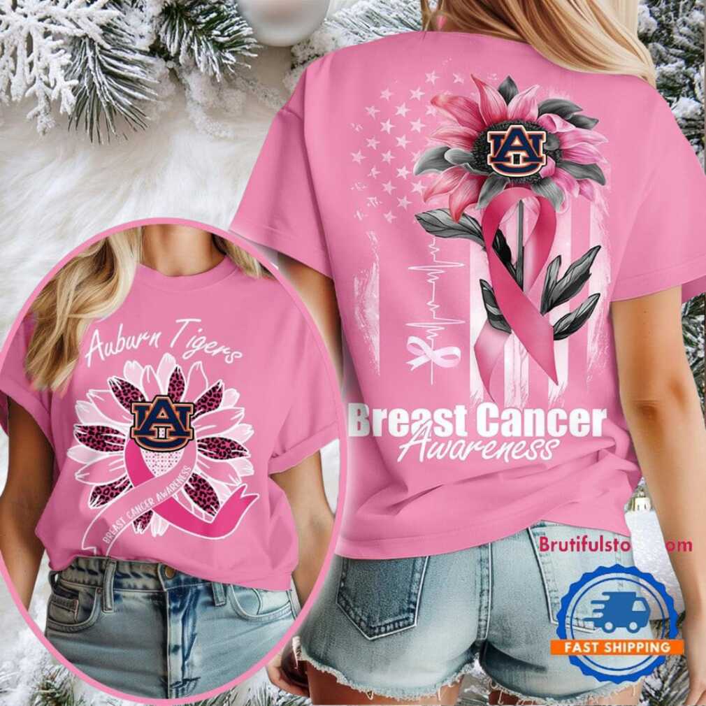 Auburn Tigers 2025 NCAA Breast Cancer Sunflowers Unisex 3D Shirt Auburn Tigers 2025 NCAA Breast Cancer Sunflowers Unisex 3D Shirt