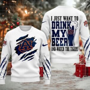 Auburn Tigers NCAA I Just Want To Drink My Beer And Watch Aggies Ugy Christmas Sweater