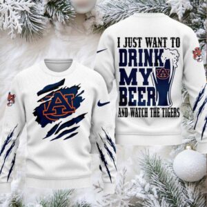 Auburn Tigers NCAA I Just Want To Drink My Beer And Watch Aggies Ugy Christmas Sweater