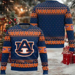 Auburn Tigers – Custom Name And Number Ugly Christmas Sweater