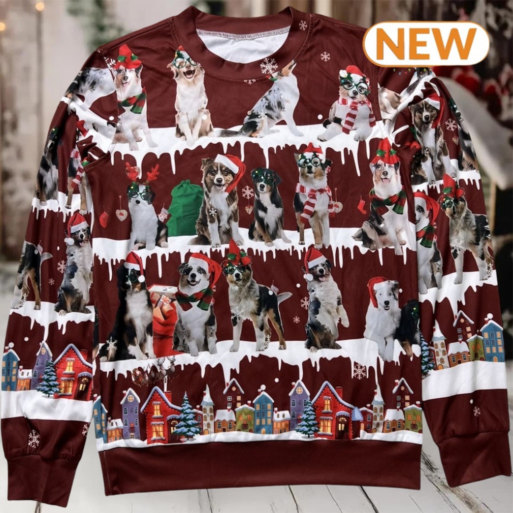 Australian Shepherd Snow Christmas Ugly Wool Knitted Sweater Australian Shepherd Snow Christmas Ugly Wool Knitted Sweater