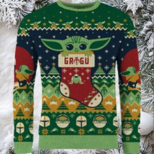 Away on A Razorcrest Baby YodaGrogu Ugly Christmas Sweater