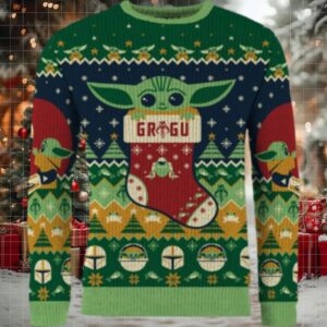Away on A Razorcrest Baby YodaGrogu Ugly Christmas Sweater