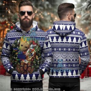 Baltimore Ravens Christmas Baby Groot Ugly 3D Hoodie