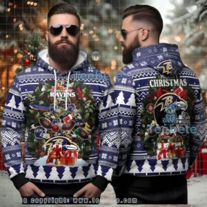 Baltimore Ravens Christmas Tree Ugly 3D Hoodie