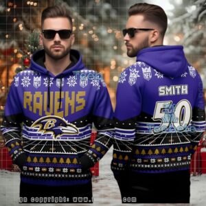 Baltimore Ravens Custom Ugly 3D Hoodie Nfl Game Day Gear