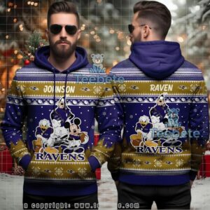 Baltimore Ravens Disney Mickey Donald Ugly 3D Hoodie