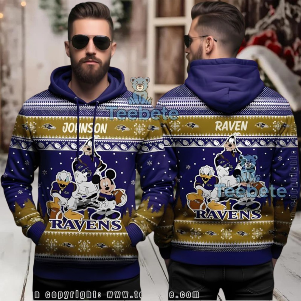Baltimore Ravens Disney Mickey Donald Ugly 3D Hoodie Baltimore Ravens Disney Mickey Donald Ugly 3D Hoodie