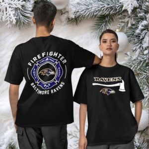 Baltimore Ravens Firefighter Appreciation Day two sided T shirt
