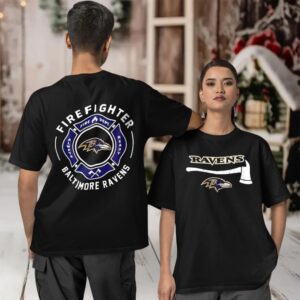 Baltimore Ravens Firefighter Appreciation Day two sided T shirt