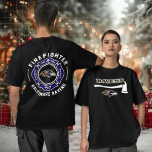 Baltimore Ravens Firefighter Appreciation Day two sided T shirt