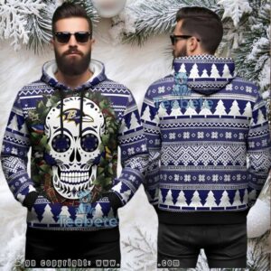 Baltimore Ravens Flower Skull Ugly 3D Hoodie Holiday Design Baltimore Ravens Flower Skull Ugly 3D Hoodie Holiday Design