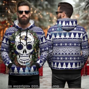 Baltimore Ravens Flower Skull Ugly 3D Hoodie Holiday Design