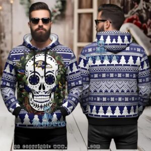 Baltimore Ravens Flower Skull Ugly 3D Hoodie Holiday Design