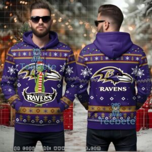 Baltimore Ravens Funny Grinch Theme Ugly Christmas 3D Hoodie