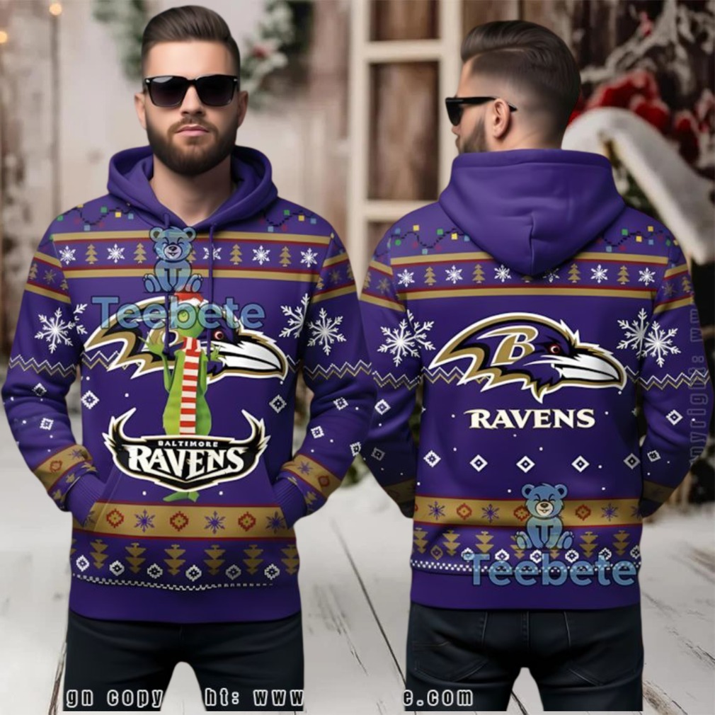 Baltimore Ravens Funny Grinch Theme Ugly Christmas 3D Hoodie Baltimore Ravens Funny Grinch Theme Ugly Christmas 3D Hoodie