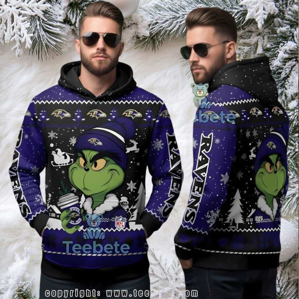 Baltimore Ravens Grinch Coffee Ugly 3D Hoodie For Men Baltimore Ravens Grinch Coffee Ugly 3D Hoodie For Men