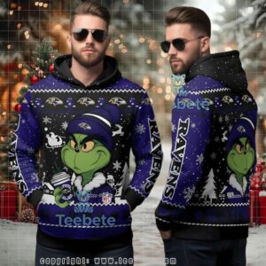 Baltimore Ravens Grinch Coffee Ugly 3D Hoodie For Men