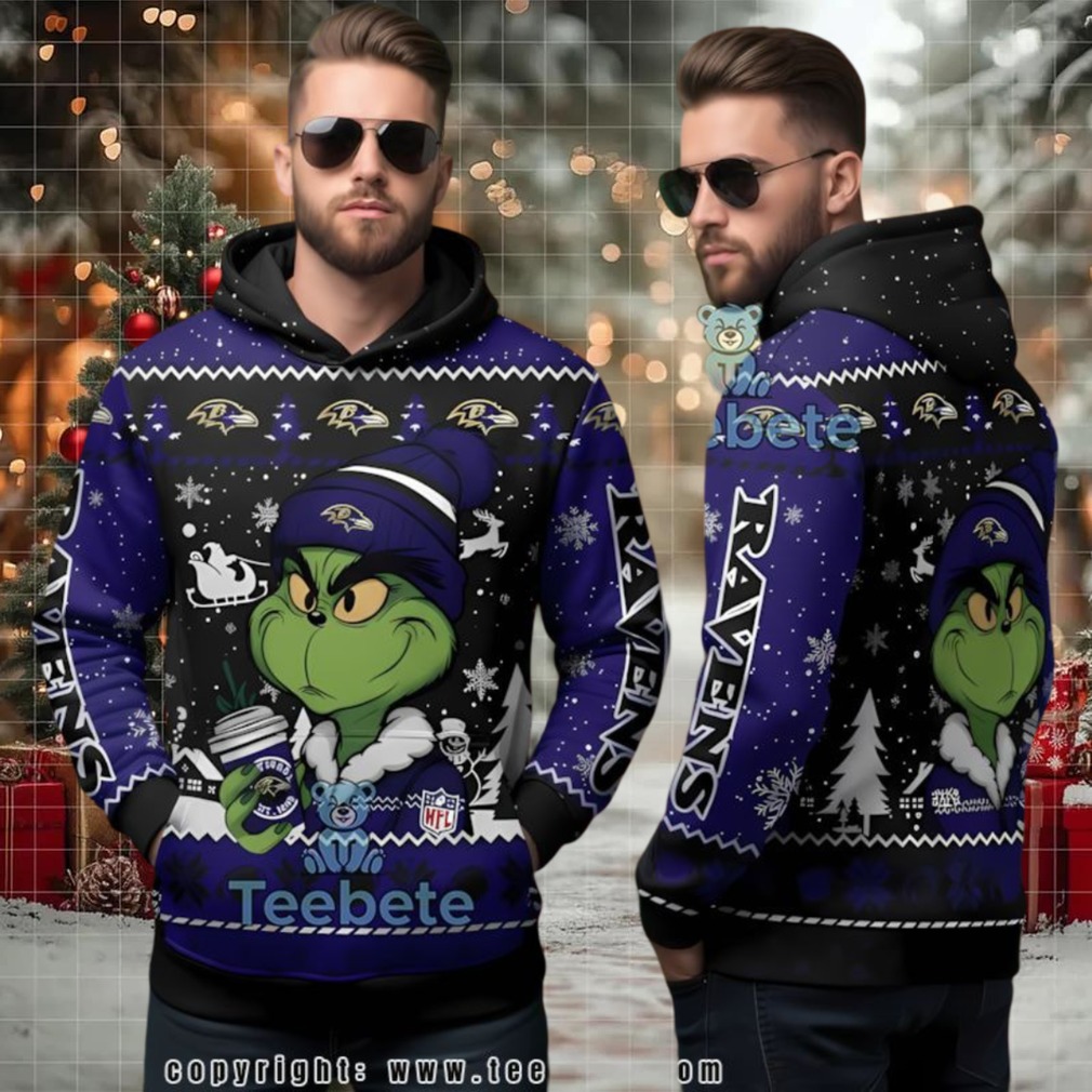 Baltimore Ravens Grinch Coffee Ugly 3D Hoodie For Men Baltimore Ravens Grinch Coffee Ugly 3D Hoodie For Men