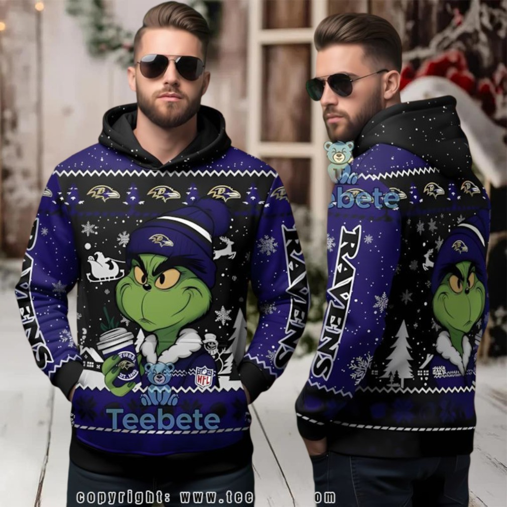 Baltimore Ravens Grinch Coffee Ugly 3D Hoodie For Men Baltimore Ravens Grinch Coffee Ugly 3D Hoodie For Men