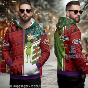 Baltimore Ravens Grinch Max Ugly 3D Hoodie Red Gameday