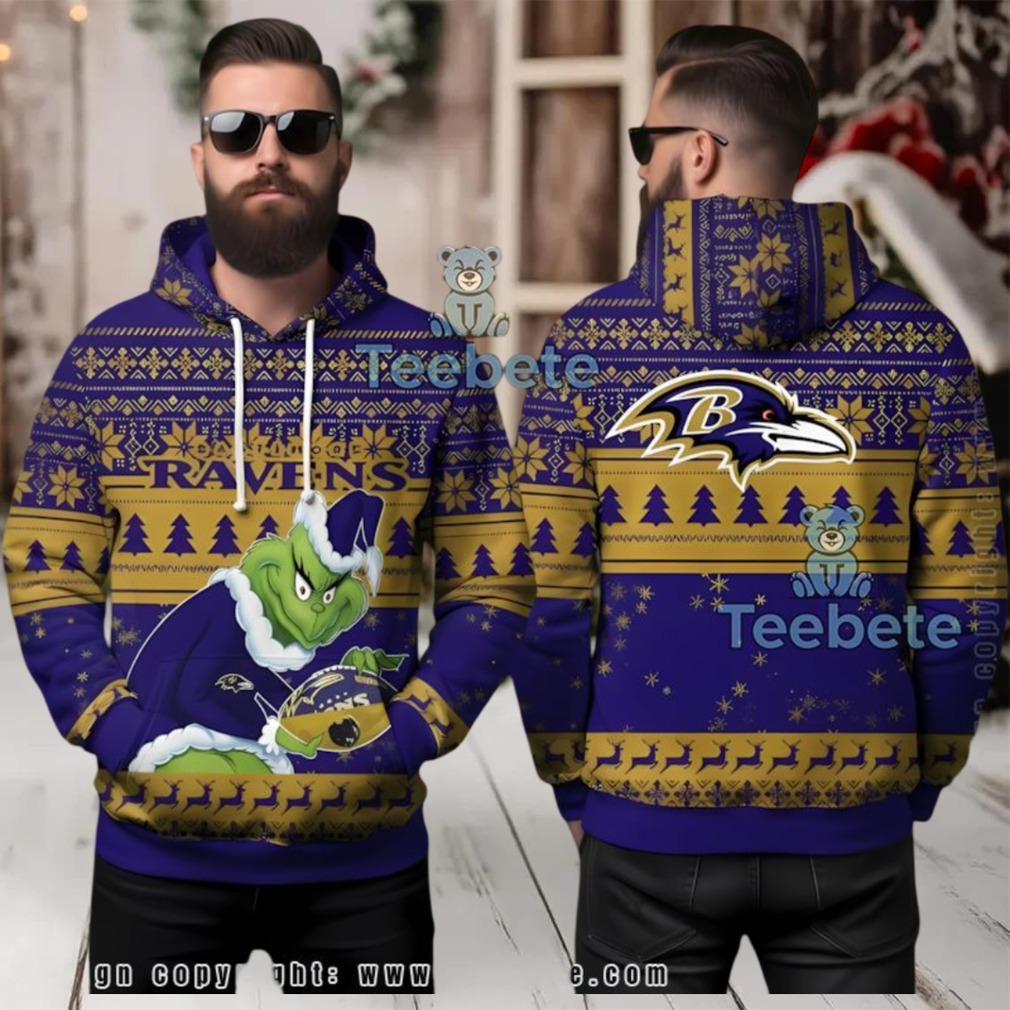 Baltimore Ravens Grinch Stole Christmas Ugly 3D Hoodie Baltimore Ravens Grinch Stole Christmas Ugly 3D Hoodie