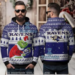 Baltimore Ravens Grinch Stole Ugly 3D Hoodie Game Day