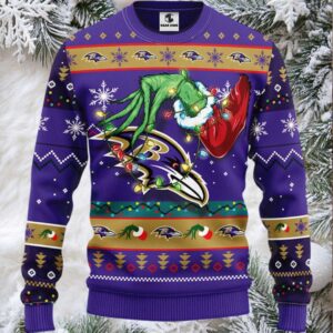 Baltimore Ravens Grinch Ugly Christmas Sweater, Grinch Xmas Sweater
