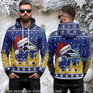 Baltimore Ravens Ho Ho Ho Santa Hat Ugly 3D Christmas Hoodie Baltimore Ravens Ho Ho Ho Santa Hat Ugly 3D Christmas Hoodie