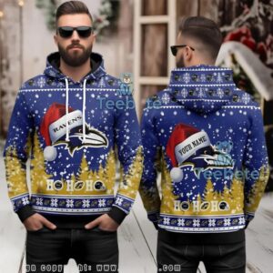 Baltimore Ravens Ho Ho Ho Santa Hat Ugly 3D Christmas Hoodie