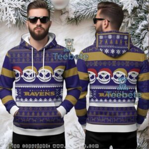 Baltimore Ravens Jack Skellington Ugly Christmas 3D Hoodie Baltimore Ravens Jack Skellington Ugly Christmas 3D Hoodie
