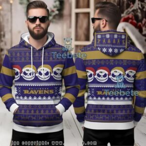 Baltimore Ravens Jack Skellington Ugly Christmas 3D Hoodie