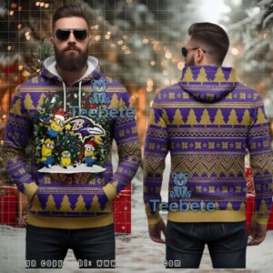 Baltimore Ravens Minion Christmas Tree Ugly 3D Hoodie Gift