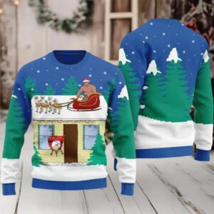 Barry Wood Santa Sleigh Ugly Christmas Sweater Barry Wood Santa Sleigh Ugly Christmas Sweater