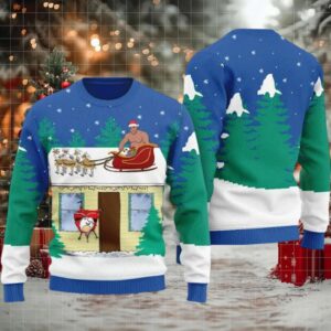 Barry Wood Santa Sleigh Ugly Christmas Sweater